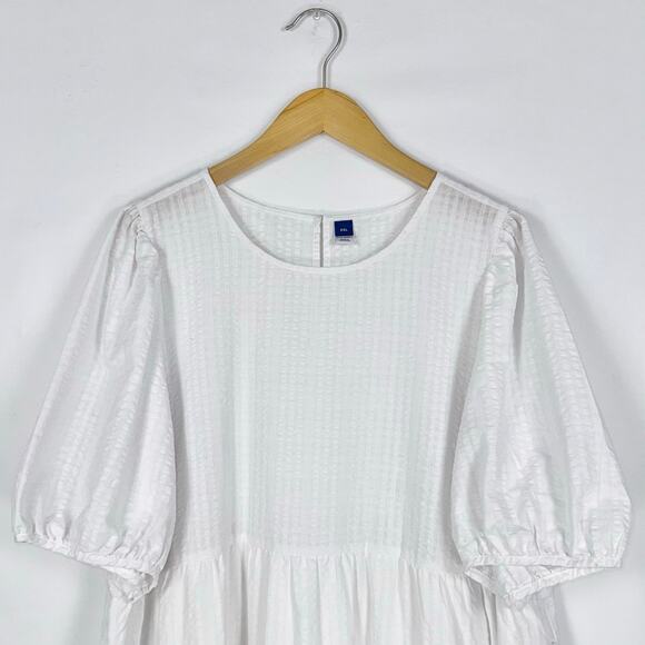 Old Navy Women's Tiered Puff Sleeve Midi Dress XXL White Pockets - Picture 3 of 16
